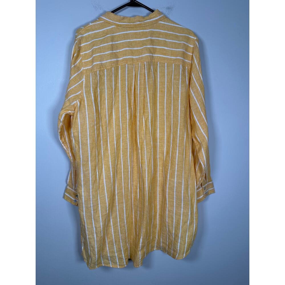 C&C California Womens Linen Top Tunic Roll Tab Sleeve Boho 1X Yellow - Picture 6 of 10
